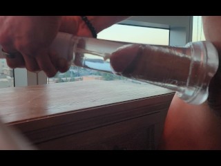 FELT AMAZING! Stuffing and cumming in my clear suction/vibration pussy