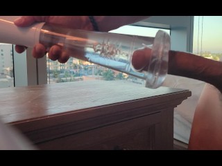 FELT AMAZING! Stuffing and cumming in my clear suction/vibration pussy