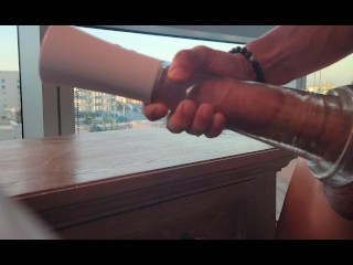 FELT AMAZING! Stuffing and cumming in my clear suction/vibration pussy