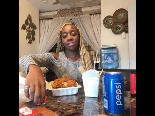 Alliyah Alecia Smoking Vape & Eats Chinese Food Mukbang