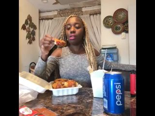 Alliyah Alecia Smoking Vape & Eats Chinese Food Mukbang