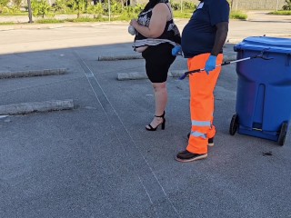 The street cleaner jerk off his cum in my mouth and I swallow it - BBW SSBBW, blowjob, sucking cock