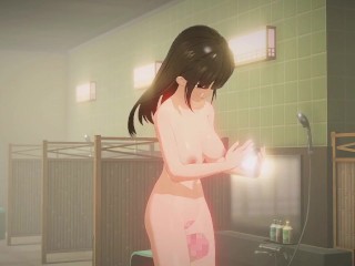 西住し〇と大浴場で濃厚不倫エッチ♡　ハニカム実況