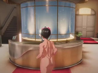 西住し〇と大浴場で濃厚不倫エッチ♡　ハニカム実況