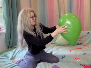 Blowing up over 25 Balloons then Nail Popping them All