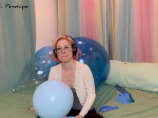 10 Nail POPS! Blowing up and Deflating Blue Balloons