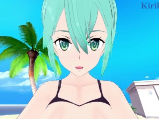 Sinon (Shino Asada) and I have intense sex on the beach. - Sword Art Online Hentai