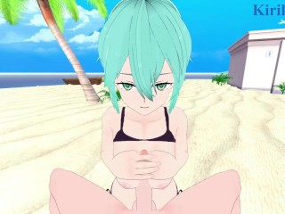 Sinon (Shino Asada) and I have intense sex on the beach. - Sword Art Online Hentai