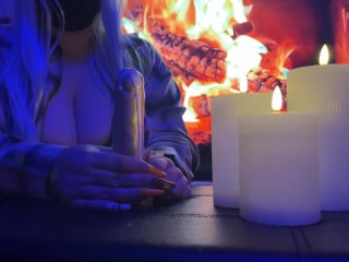 Stroking your big cock in front of the chimney 🍆💦😜