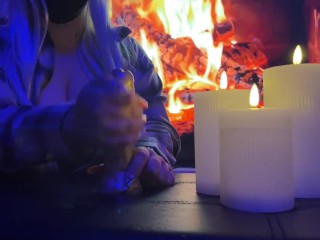 Stroking your big cock in front of the chimney 🍆💦😜