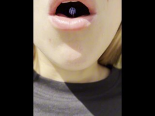 Smoking and spitting hocking loogies tongue out by a nasty girl