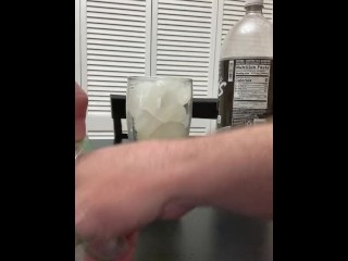 Cum & Coke - My wife told me to make a drink with my frozen cum cubes and a shot of my thawed cum
