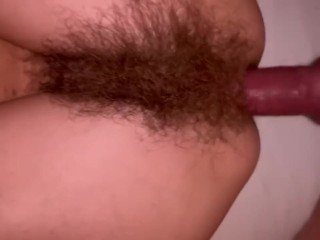 Super hairy MILF do anal and squirt a lot