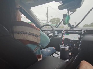 Slave gets cbt and dick used as ashtray on car ride