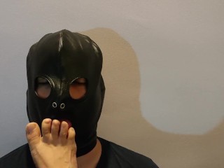 Kicking and stepping on my foot slave