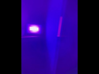 Sissy in ski mask rides a huge dildo Blacklight fun high on molly