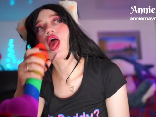 Daddy's bimbo girl sucking rainbow cock and having fun - Annie May May