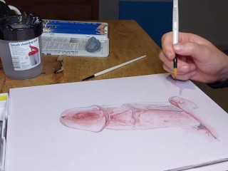 Aquarel dick - drawing by cinnamonbunny86 - i draw your dick