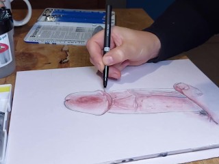 Aquarel dick - drawing by cinnamonbunny86 - i draw your dick