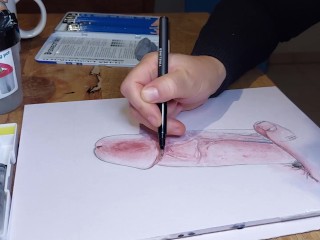 Aquarel dick - drawing by cinnamonbunny86 - i draw your dick