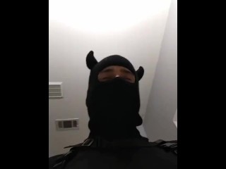 Masked man strokes his cock for you *whimpering, wet sounds*