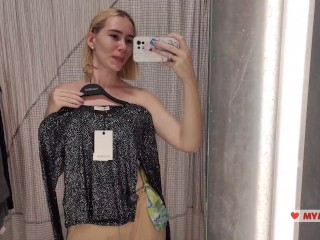 Try On Haul Transparent Clothes, Completely See-Through. At The Mall. See on me in the fitting room