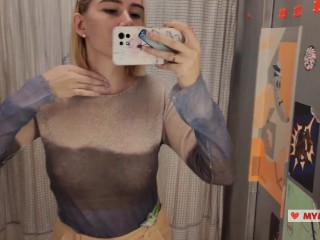 Try On Haul Transparent Clothes, Completely See-Through. At The Mall. See on me in the fitting room