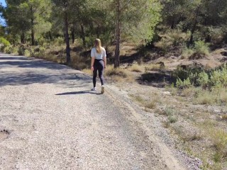 Pregnant walking through the mountains