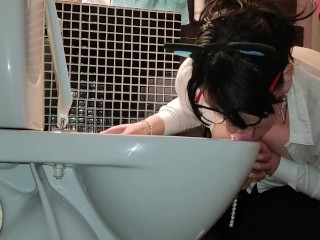 Pig slut toilet licking humiliation