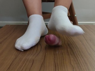 POV Stepping on my slave with shoes, socks and bare feet after a long day of work