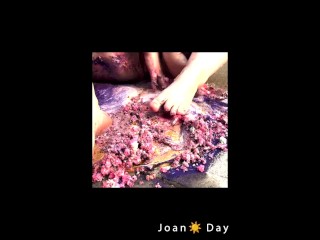 PAWG Joan Day celebrates birthday with cake fun and rinse down