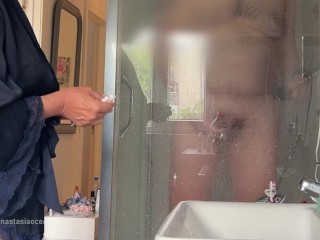 My husband started jerking off to my when she caught him taking a shower.