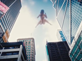 Beautiful Mega Giantess Grows and Play with a Tiny City