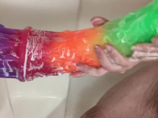 washing my massive rainbow cokc