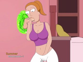 Summer sucks stepbrother's cock through a portal | Rick and Morty