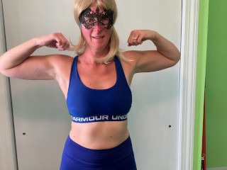 Fit Milf Christina Showing off Biceps, Tits, Chest and Calves... Not your average teacher