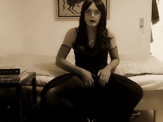 Trans Woman Morticia Addams Jerks Off In Front Of You While You're Bound Up (Sepiatone)