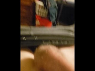 Stroking my HUGE cock!