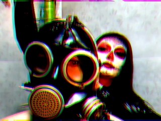 Halloween is coming! Creepy video of a gas mask fetish in the shower.