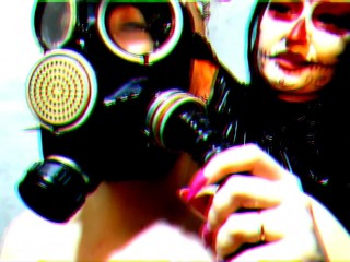 Halloween is coming! Creepy video of a gas mask fetish in the shower.