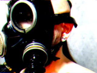 Halloween is coming! Creepy video of a gas mask fetish in the shower.