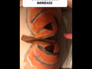 HALLOWEEN 2023 PUMPKIN PAINTED ASS GETS SMASHED