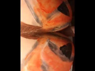 HALLOWEEN 2023 PUMPKIN PAINTED ASS GETS SMASHED