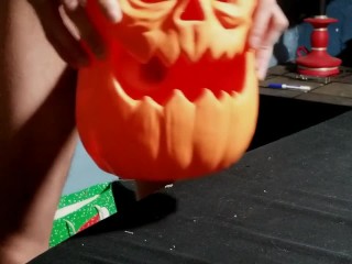 Jerking my cock, with a Jack O Lantern. BTM's 2023 Halloween special!