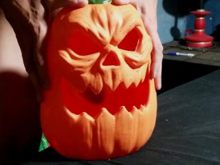 Jerking my cock, with a Jack O Lantern. BTM's 2023 Halloween special!