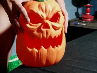 Jerking my cock, with a Jack O Lantern. BTM's 2023 Halloween special!