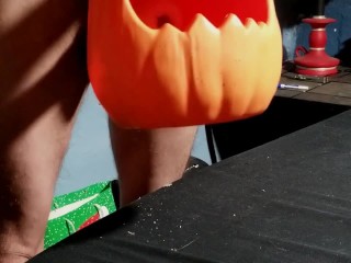 Jerking my cock, with a Jack O Lantern. BTM's 2023 Halloween special!