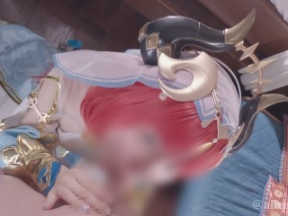 💚GenshinImpact Nilou Cosplaying Femdom blowjob and cowgirl creampie.