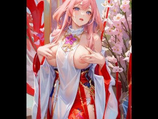 Image Compilation Genshin Impact Yae Miko Big Tits Teen Cosplay Uncensored