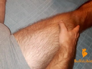 Bi Solo Guy Flexing and Slapping his Thigh | Filling Condom with Cum